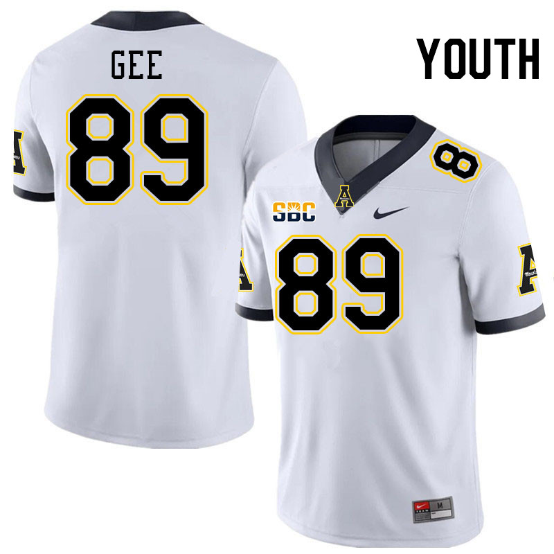 Youth #89 Bryce Gee Appalachian State Mountaineers College Football Jerseys Stitched-White